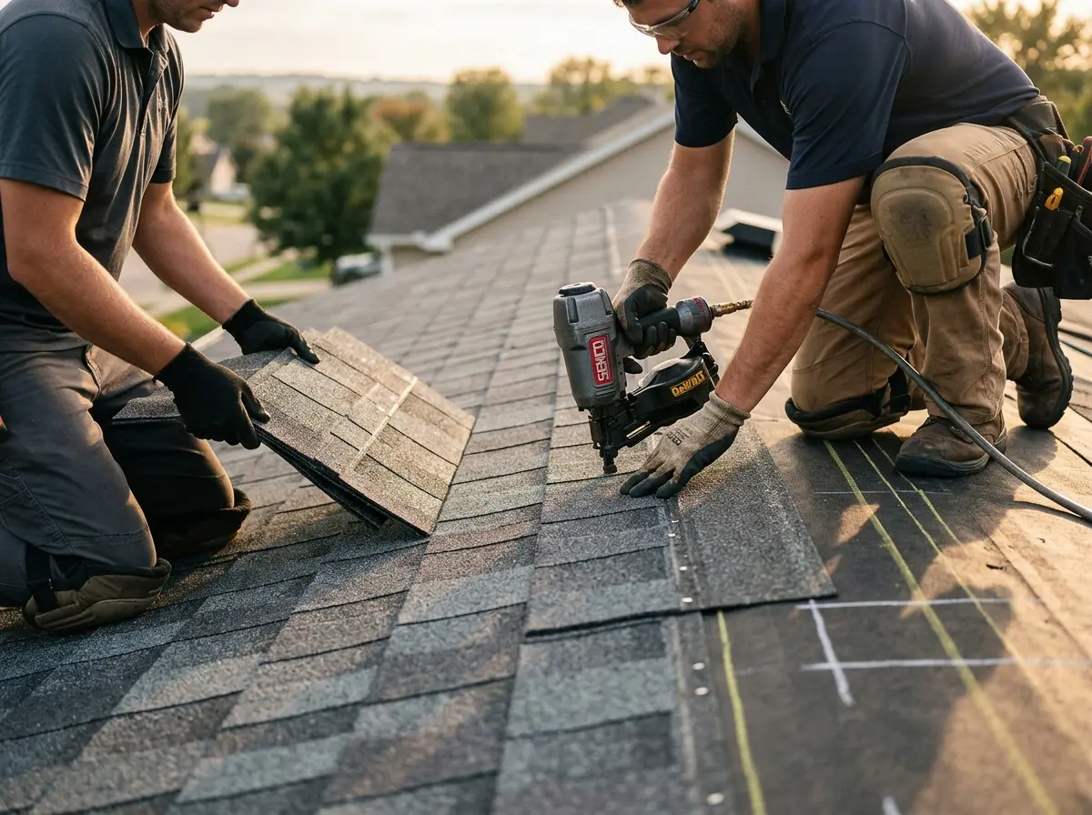 Professional roofer working on a residential roof in Orcutt
